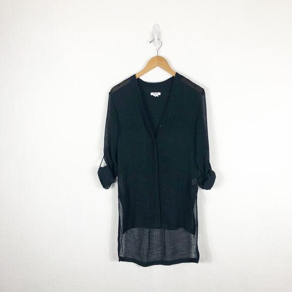 Helmut Lang Black Swift Button Down Triacetate-Blend Top Size Small Quiet Luxury - Picture 3 of 11